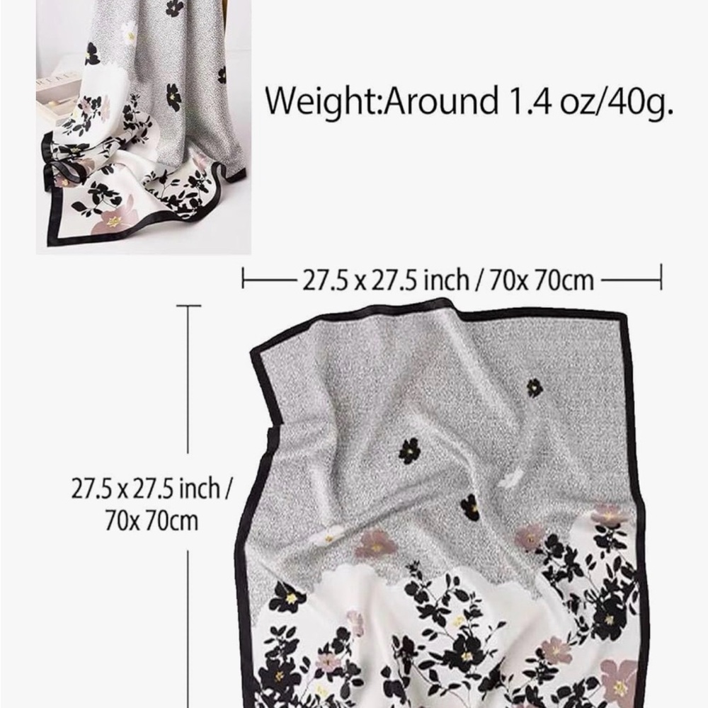 Chic Floral Scarf - Black, White, and Gold